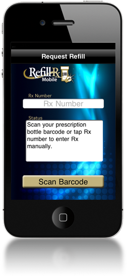 RefillRx Mobile app on an iPhone